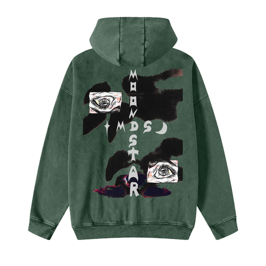 Snow Washed Zip-Through Fleece Hoodie